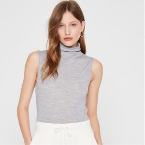 Club Monaco Julianna Wool-Cashmere Blend Sleeveless Turtleneck, XS, Heather